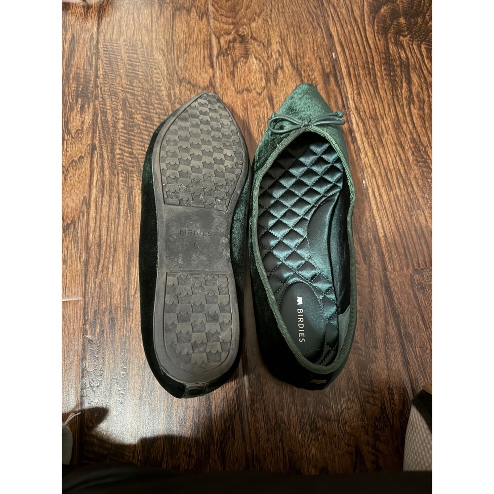 Birdies The Heron Hunter Green Velvet Pointed Toe Bow Flat Shoes Womens 8 - Picture 3 of 4
